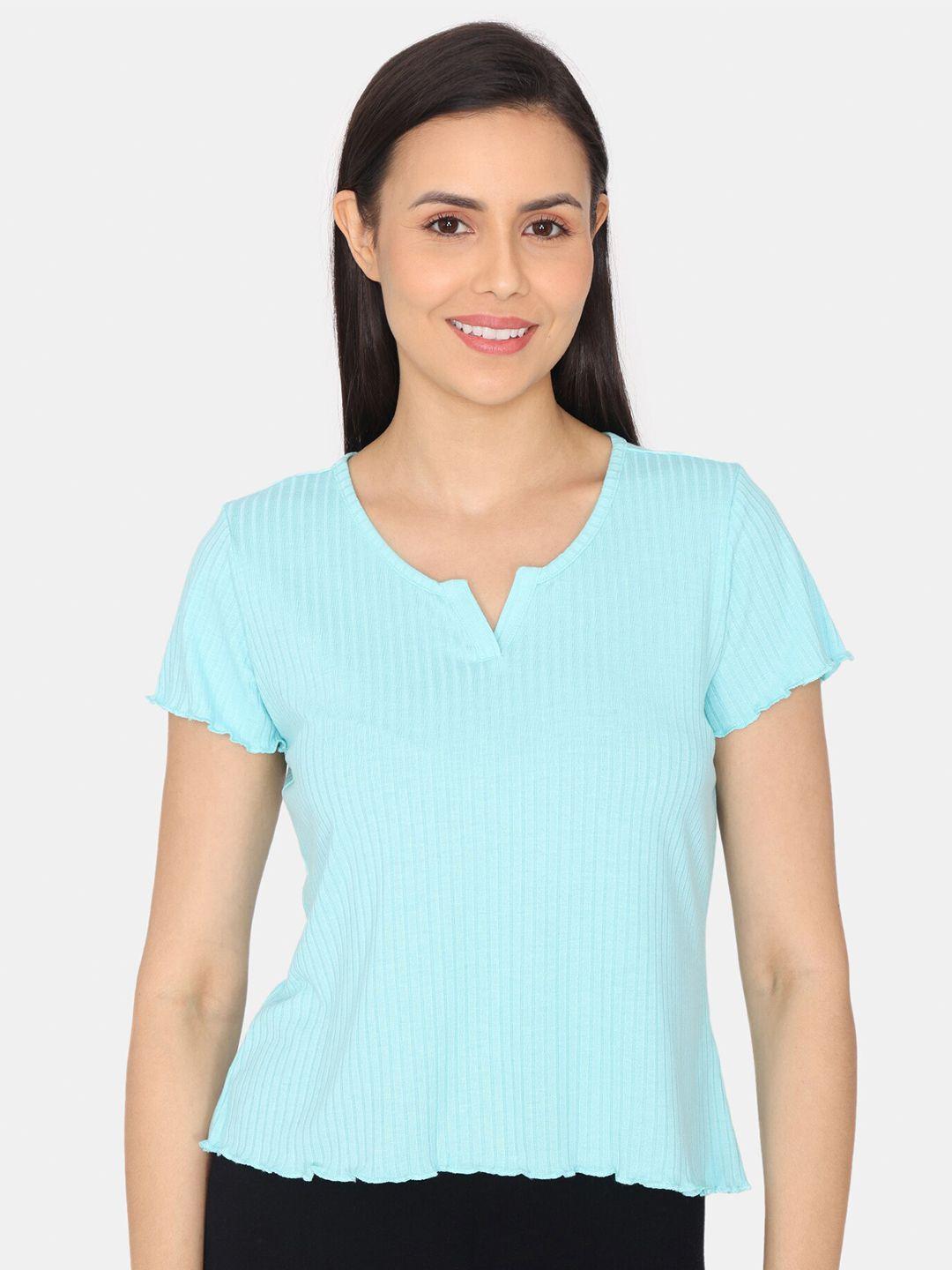 zivame notched neck shorts sleeves top