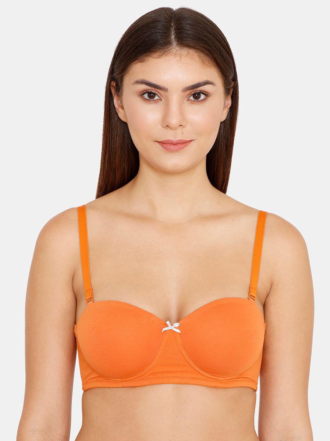 zivame orange solid underwired lightly padded t-shirt bra