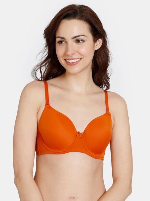 zivame orange under-wired half coverage t-shirt bra