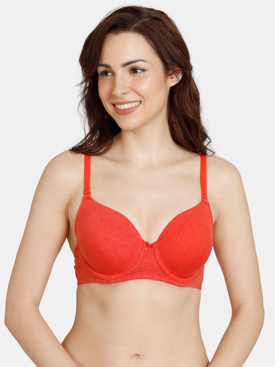 zivame orange underwired lightly padded t-shirt bra zi11ksfash00red