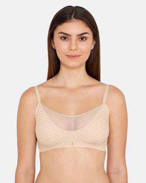 zivame ornate glitz double layered non wired non padded 3/4th coverage blouse bra - cuban sand