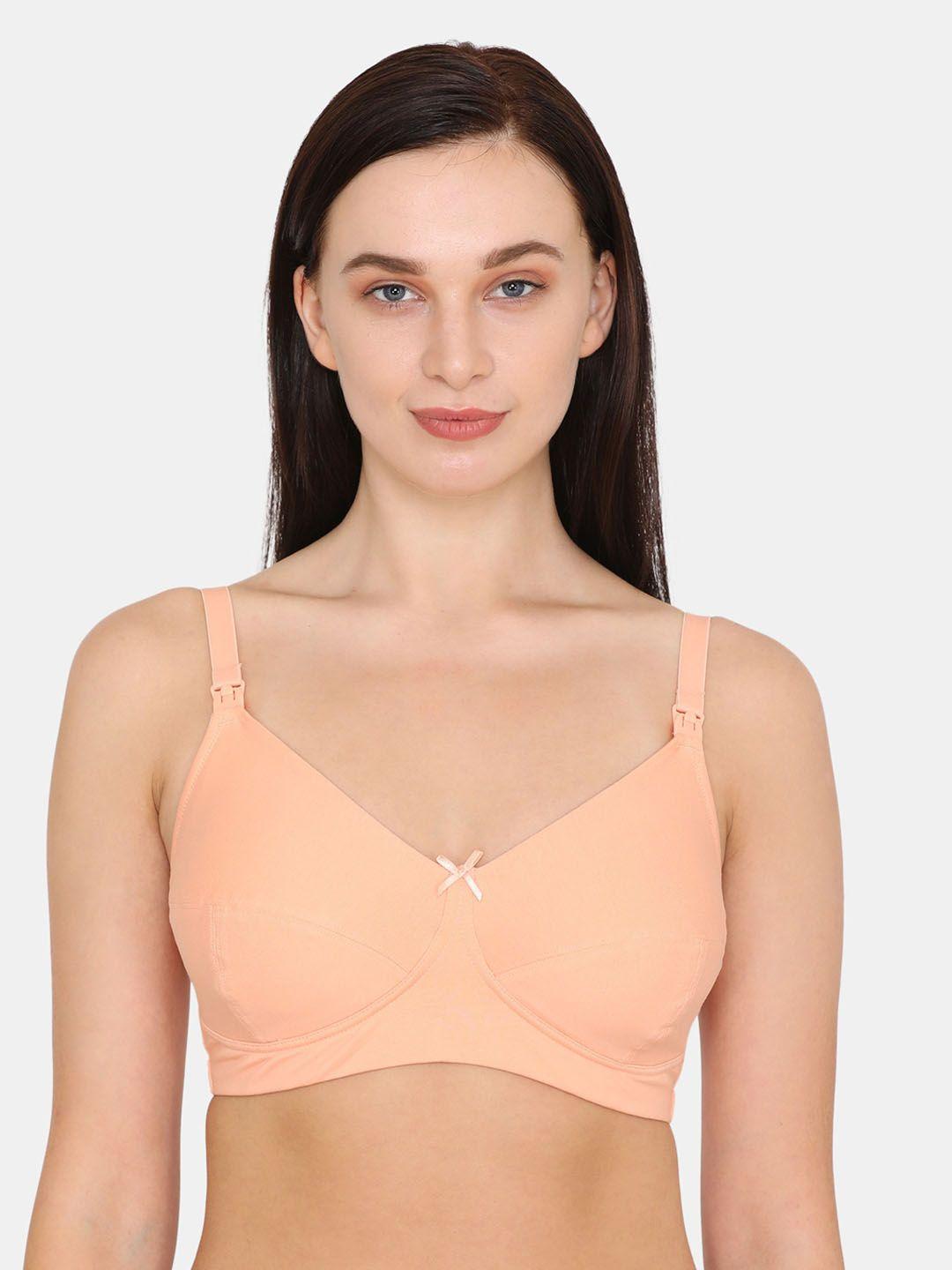 zivame peach-coloured solid non-wired non padded maternity bra