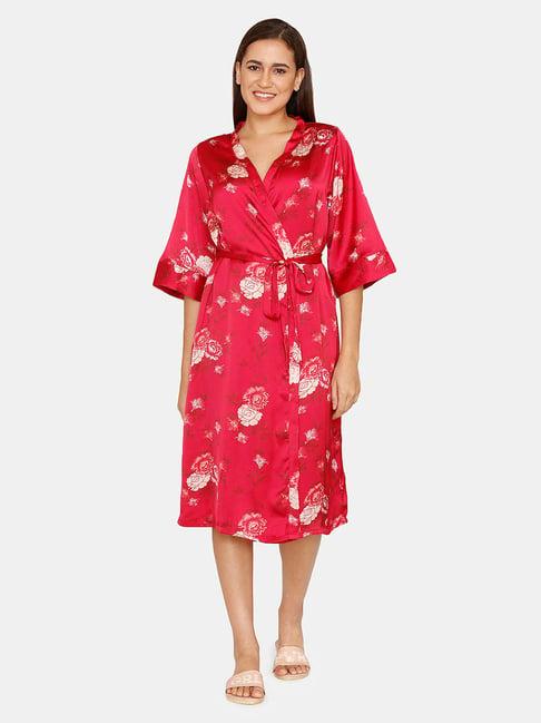 zivame pink floral print robe