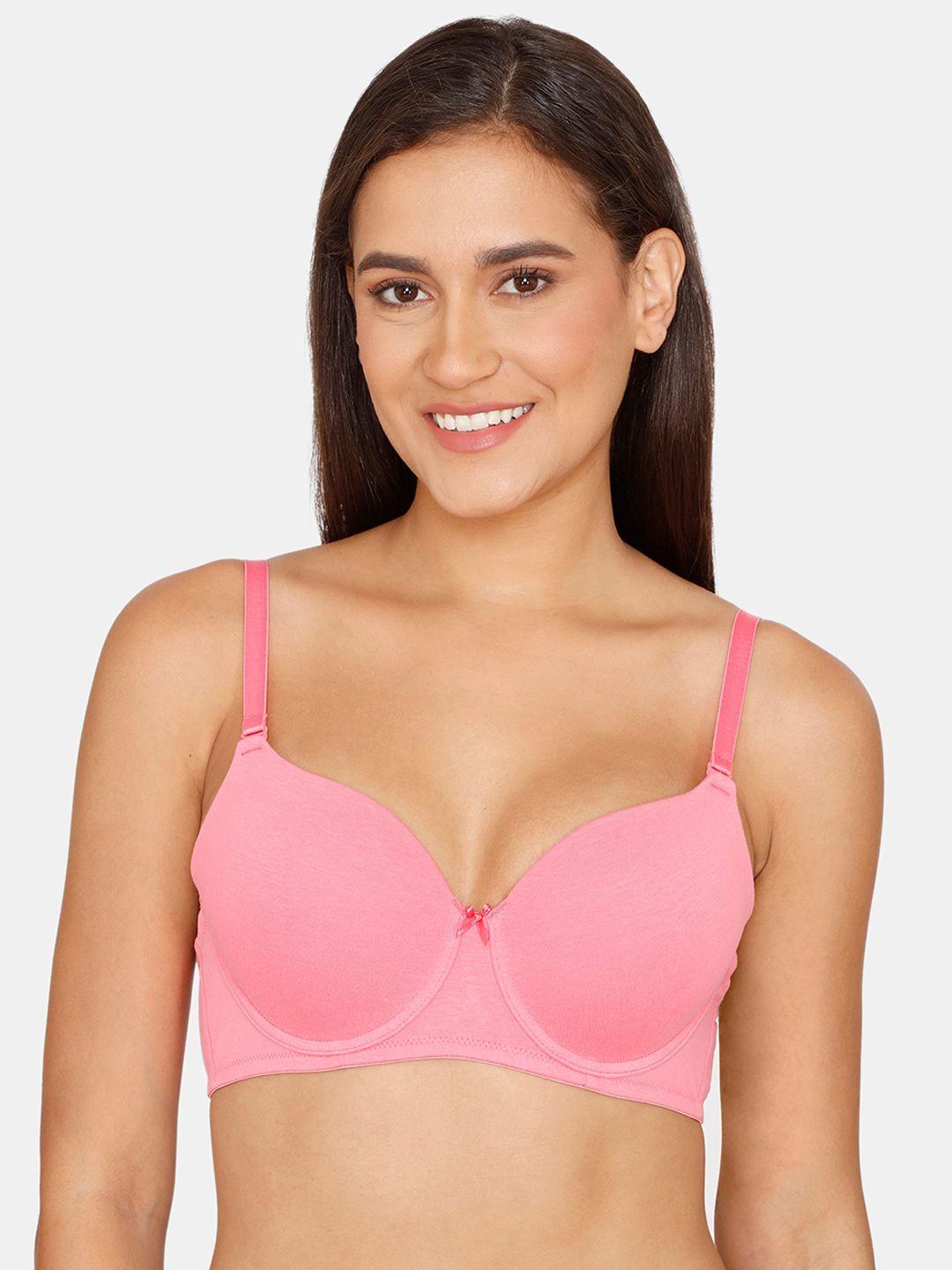 zivame pink lightly padded bra