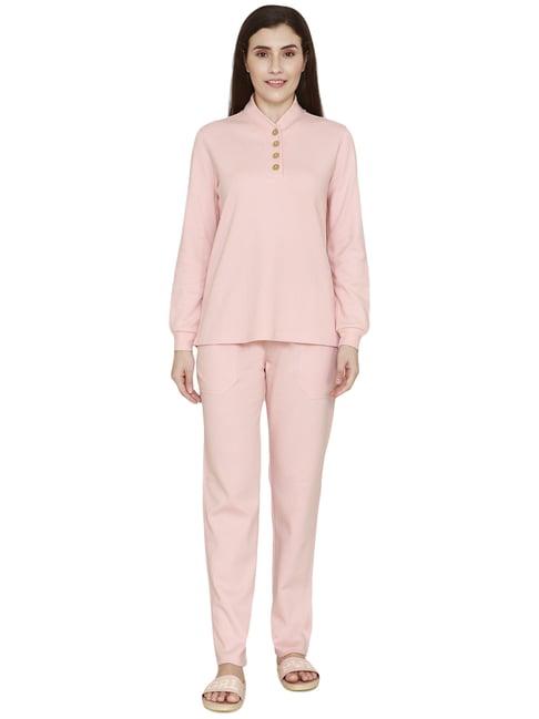 zivame pink plain top pyjama set