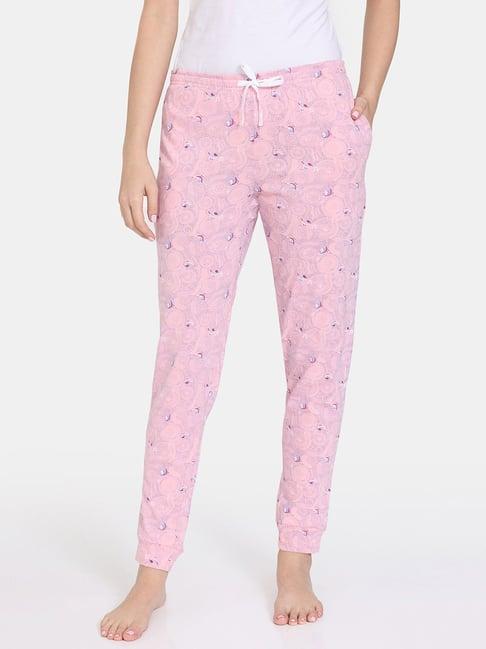 zivame pink printed pyjamas