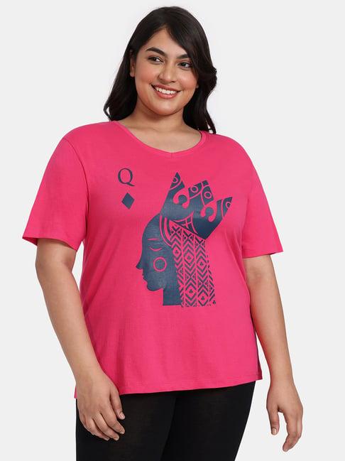 zivame pink printed t-shirt