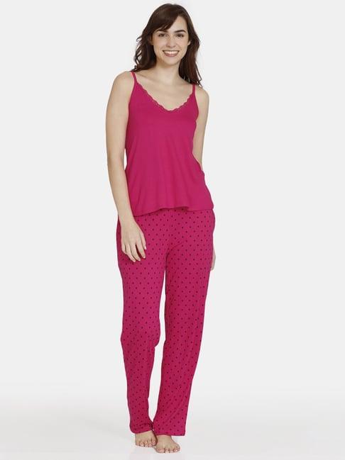 zivame pink printed top pyjama set