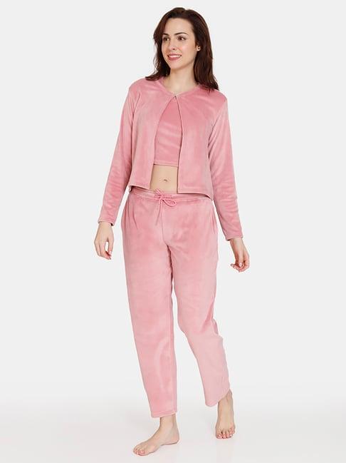 zivame pink top with pyjamas