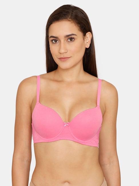 zivame pink under wired padded t shirt bra