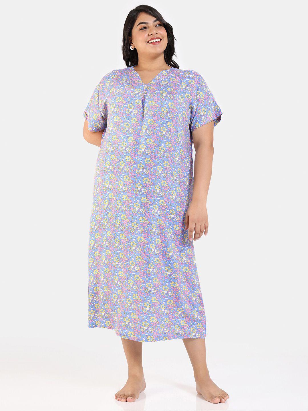 zivame plus size floral printed nightdress