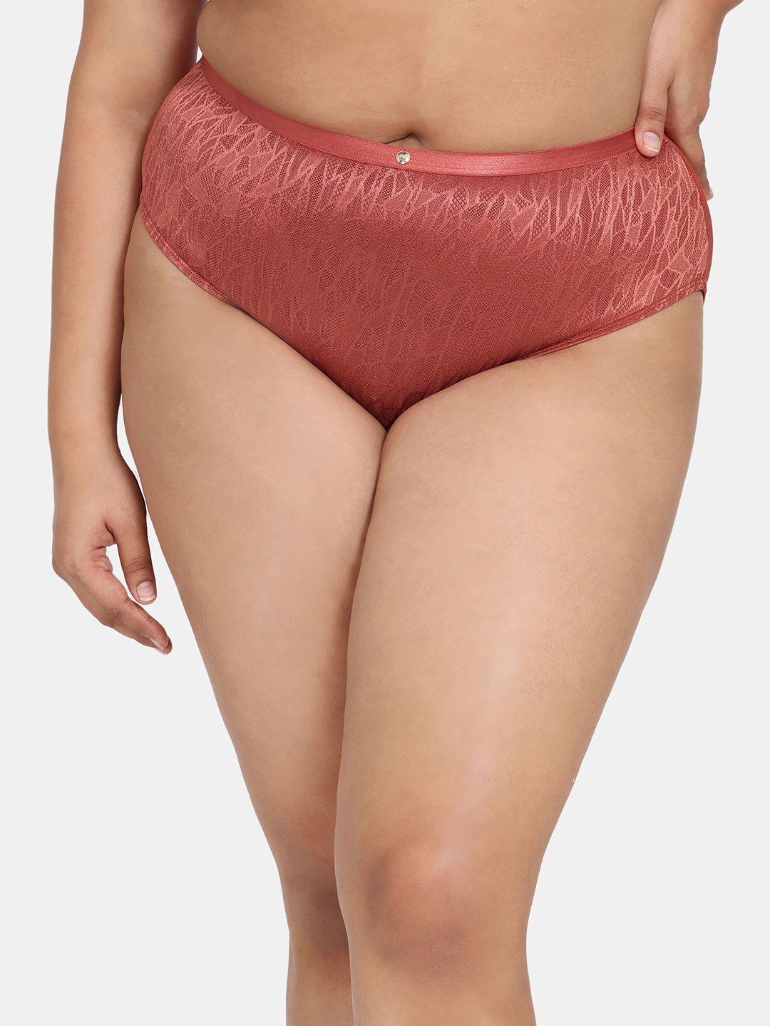 zivame plus size mid-rise hipster briefs zi2884fashabrwn