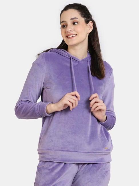 zivame purple regular fit hoodie