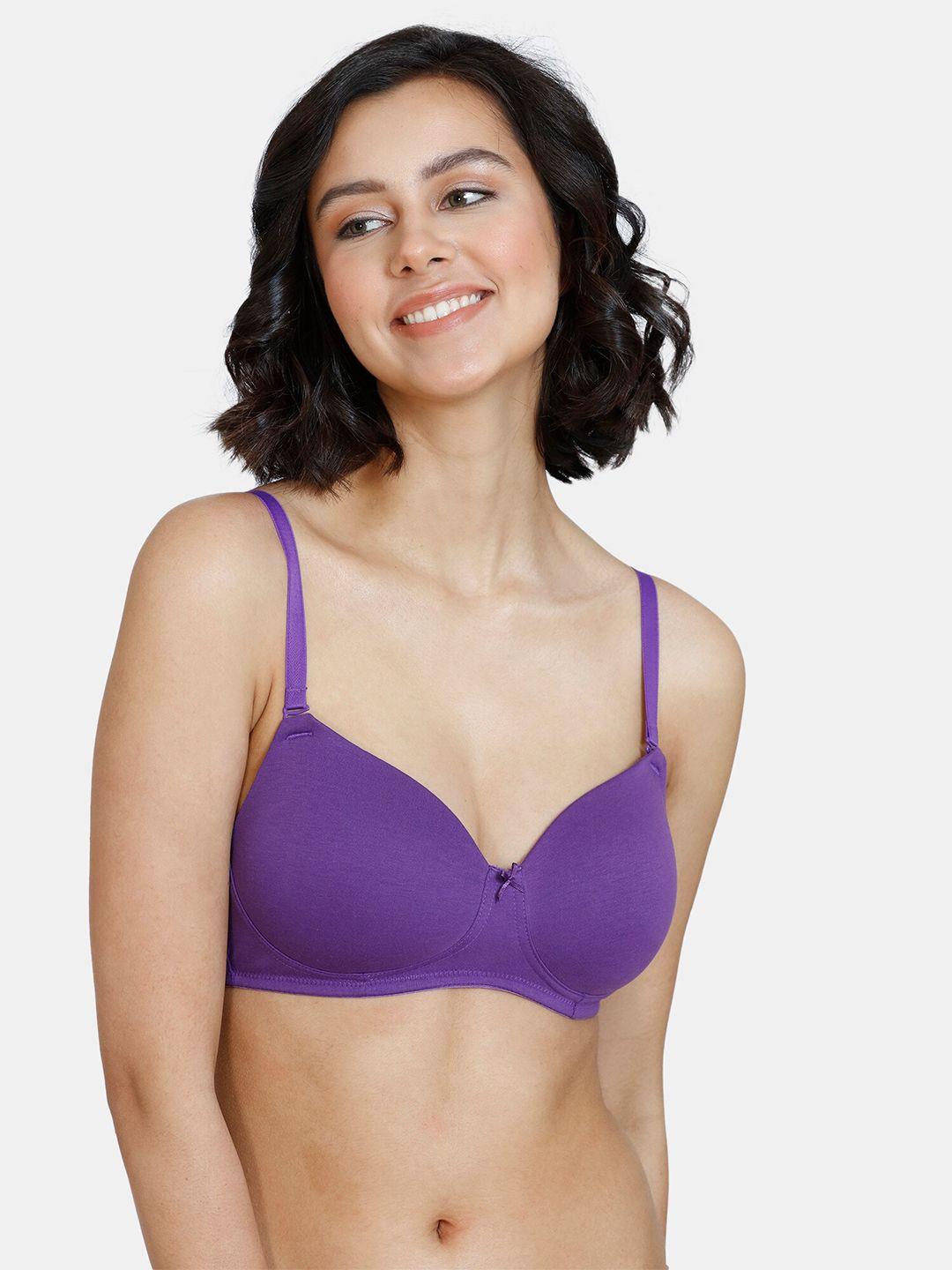 zivame purple solid non padded everyday bra