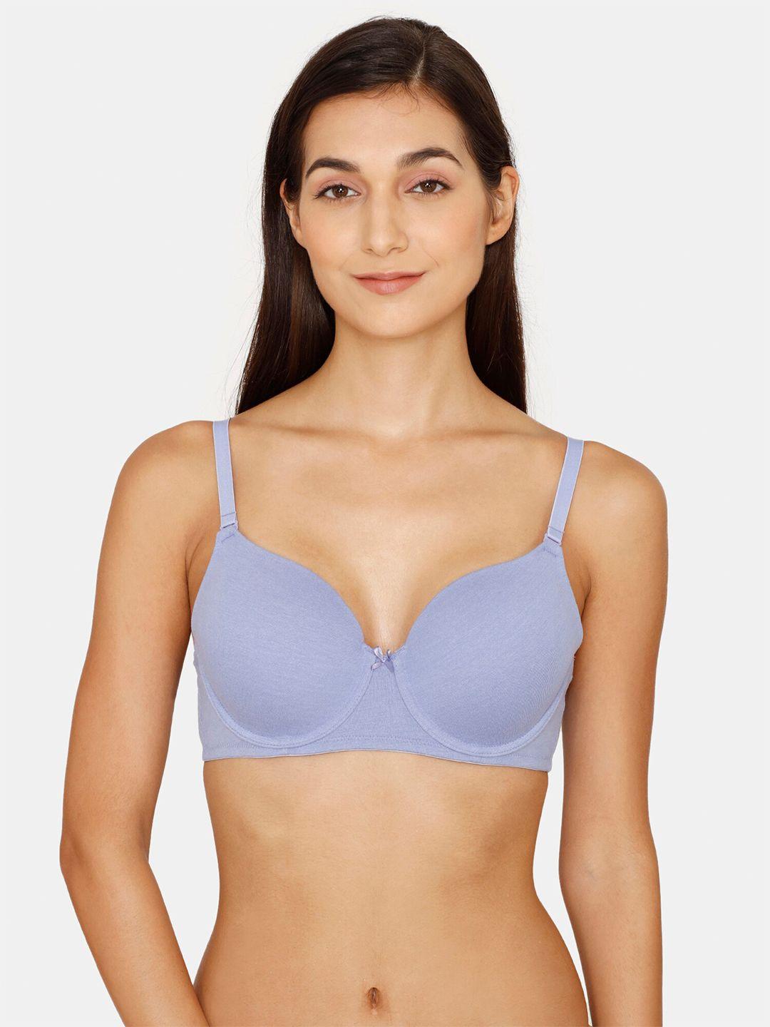 zivame purple underwired lightly padded t-shirt bra zi11ksfash0blue