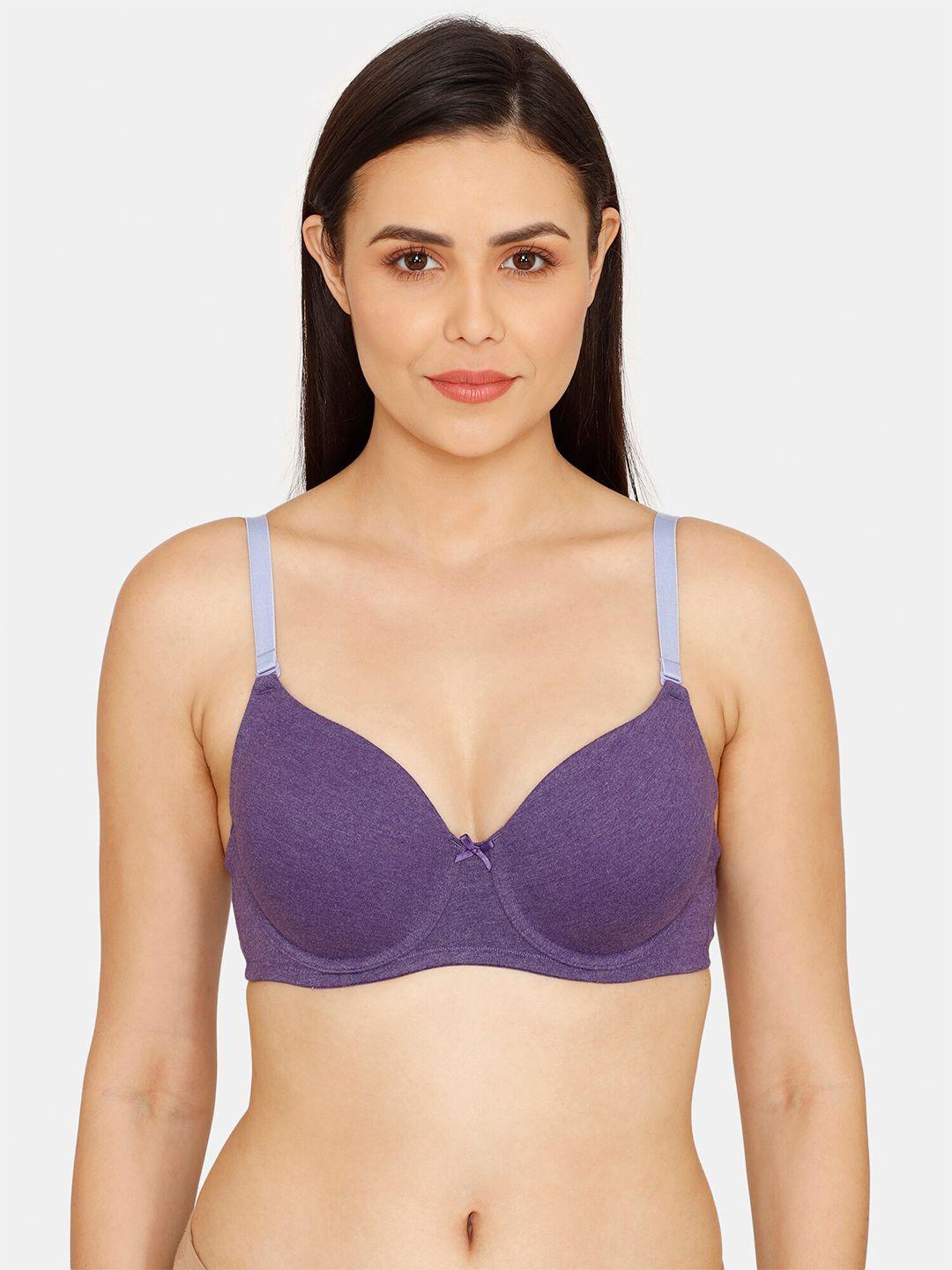 zivame purple underwired lightly padded t-shirt bra zi11ktfashepurp