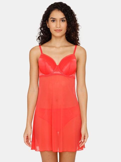 zivame red babydoll with thong panty
