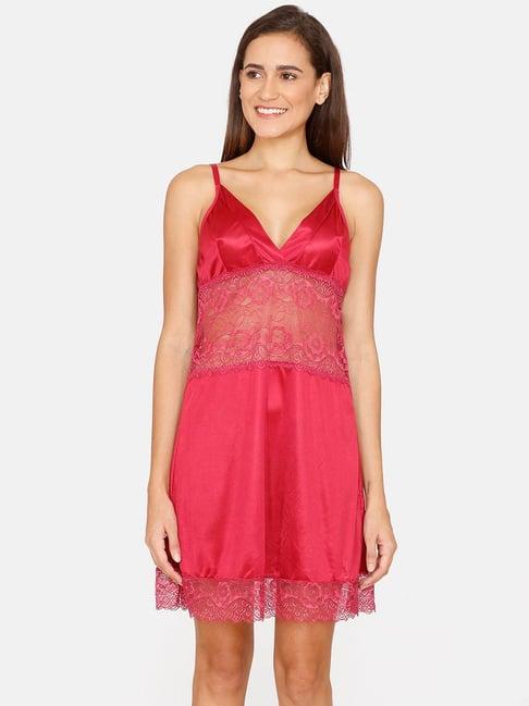 zivame red lace babydoll with thong