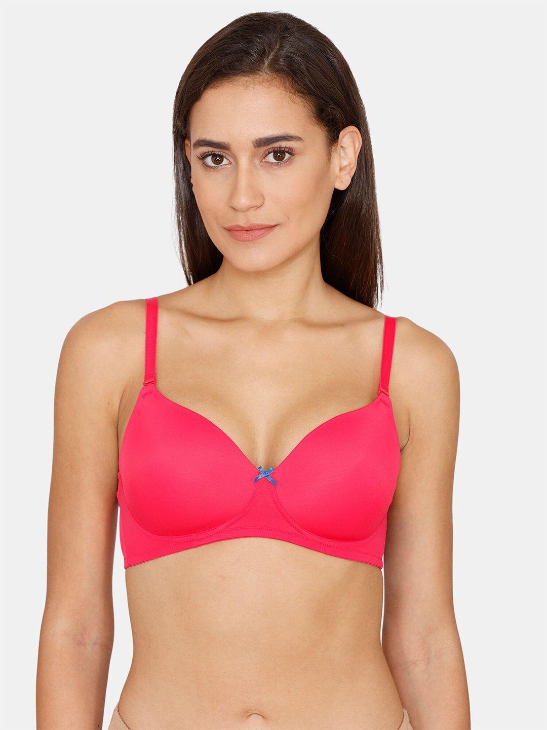 zivame red lightly padded non wired all day comfort super support bra