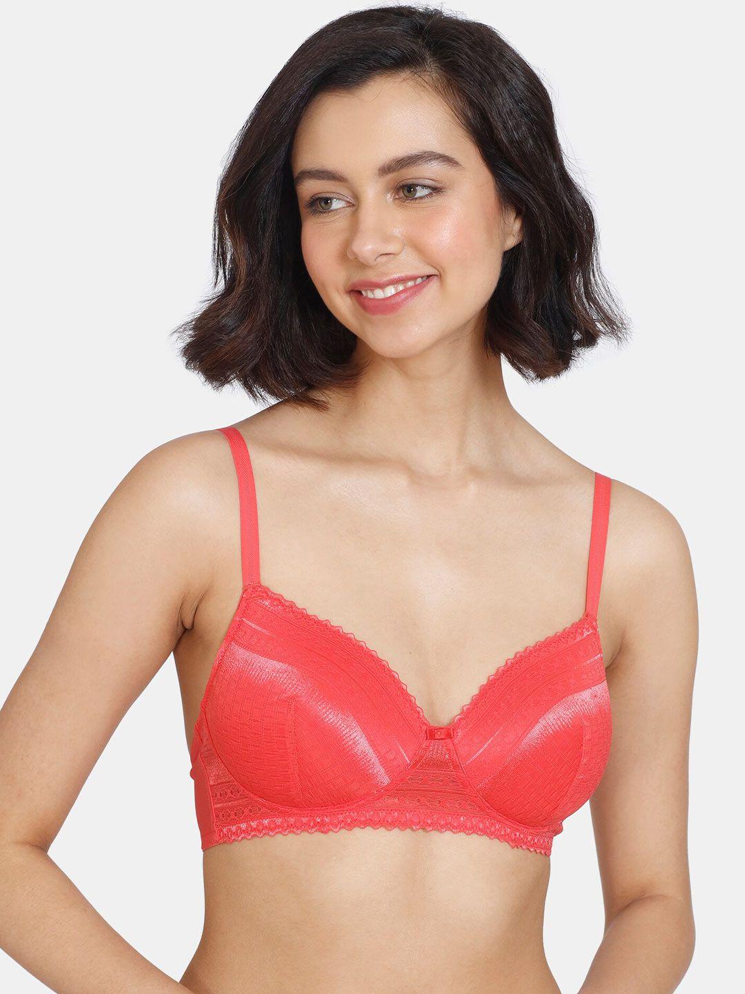 zivame red lightly padded non-wired bra