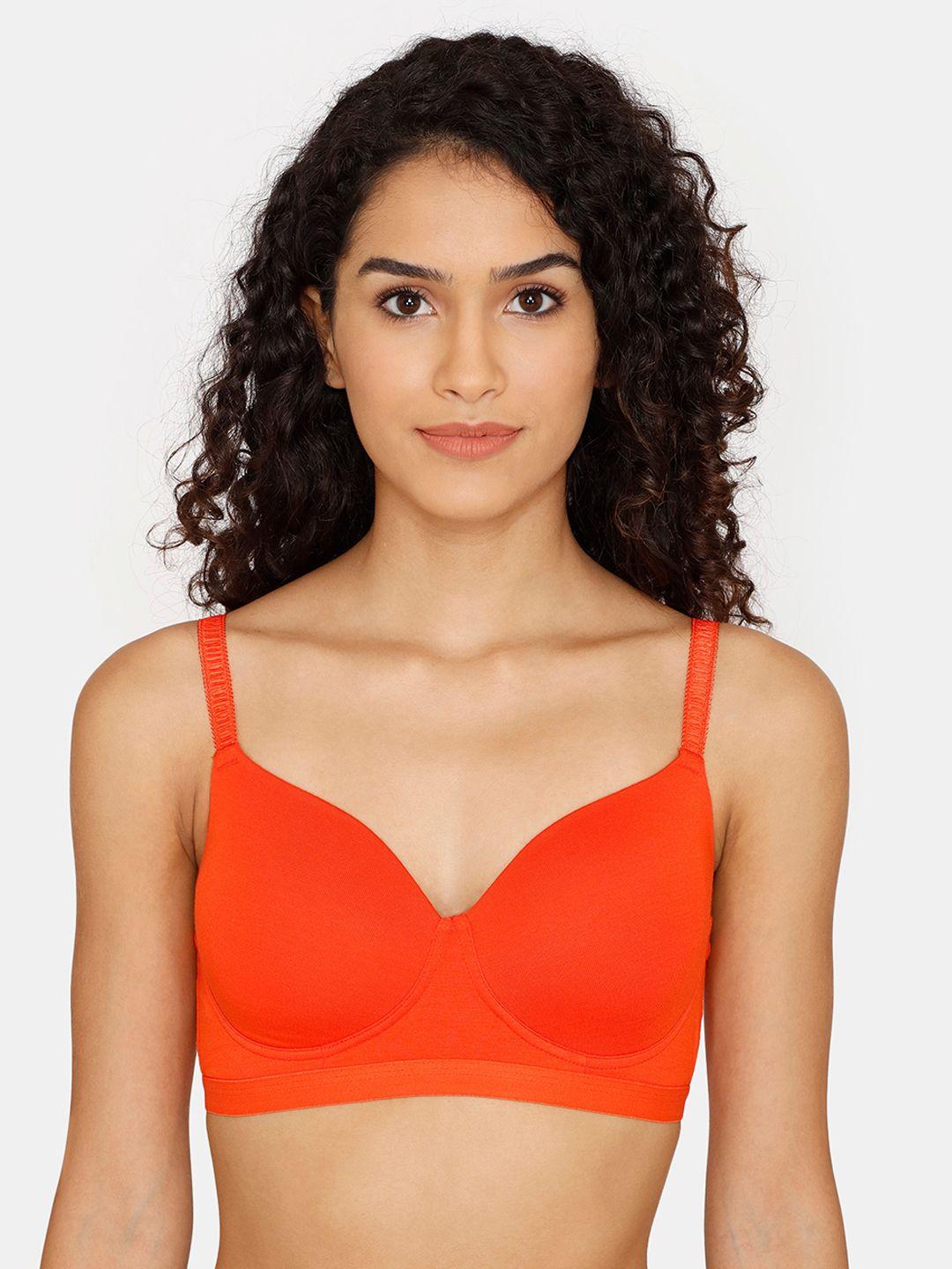 zivame red lightly padded seamless t-shirt bra