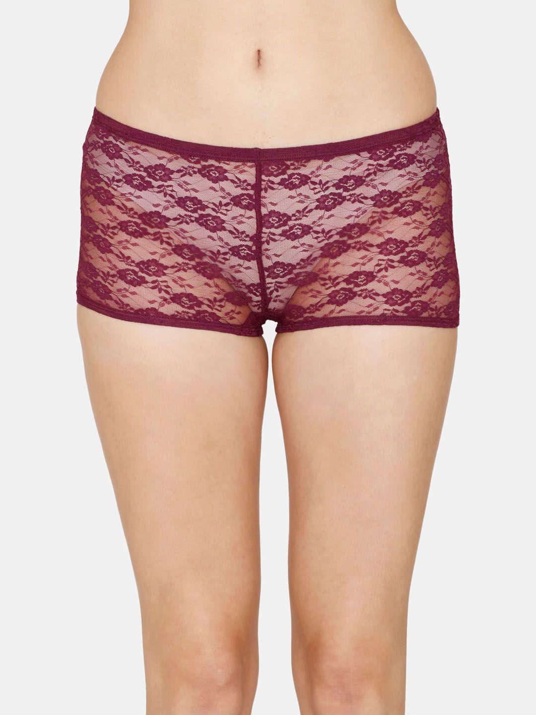 zivame self design lace boy shorts zi2833fashepurp