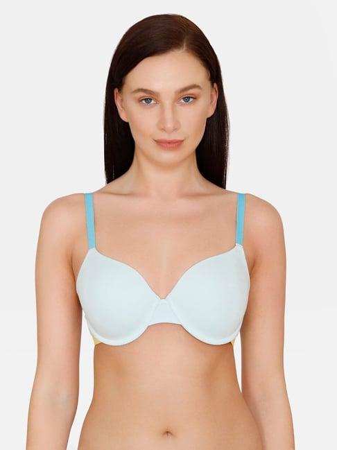 zivame sky blue under wired padded t-shirt bra