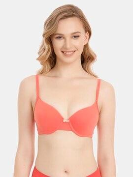 zivame summer love push-up wired medium coverage t-shirt bra - georgia peach