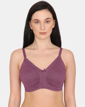 zivame true curv beautiful basics double layered non wired non padded full coverage super support bra - purple passion