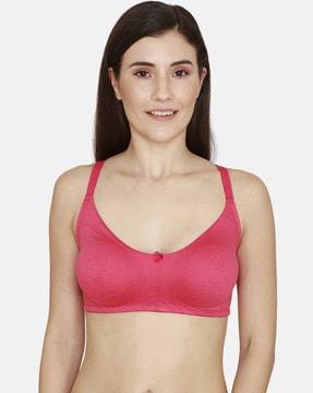 zivame true curv double layered non wired non padded 3/4th coverage sag lift bra - raspberry