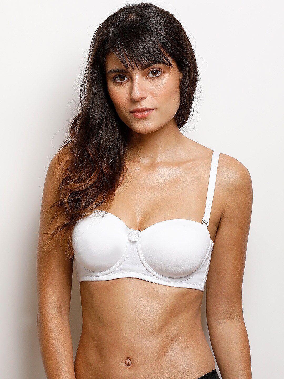 zivame white solid underwired lightly padded t-shirt bra