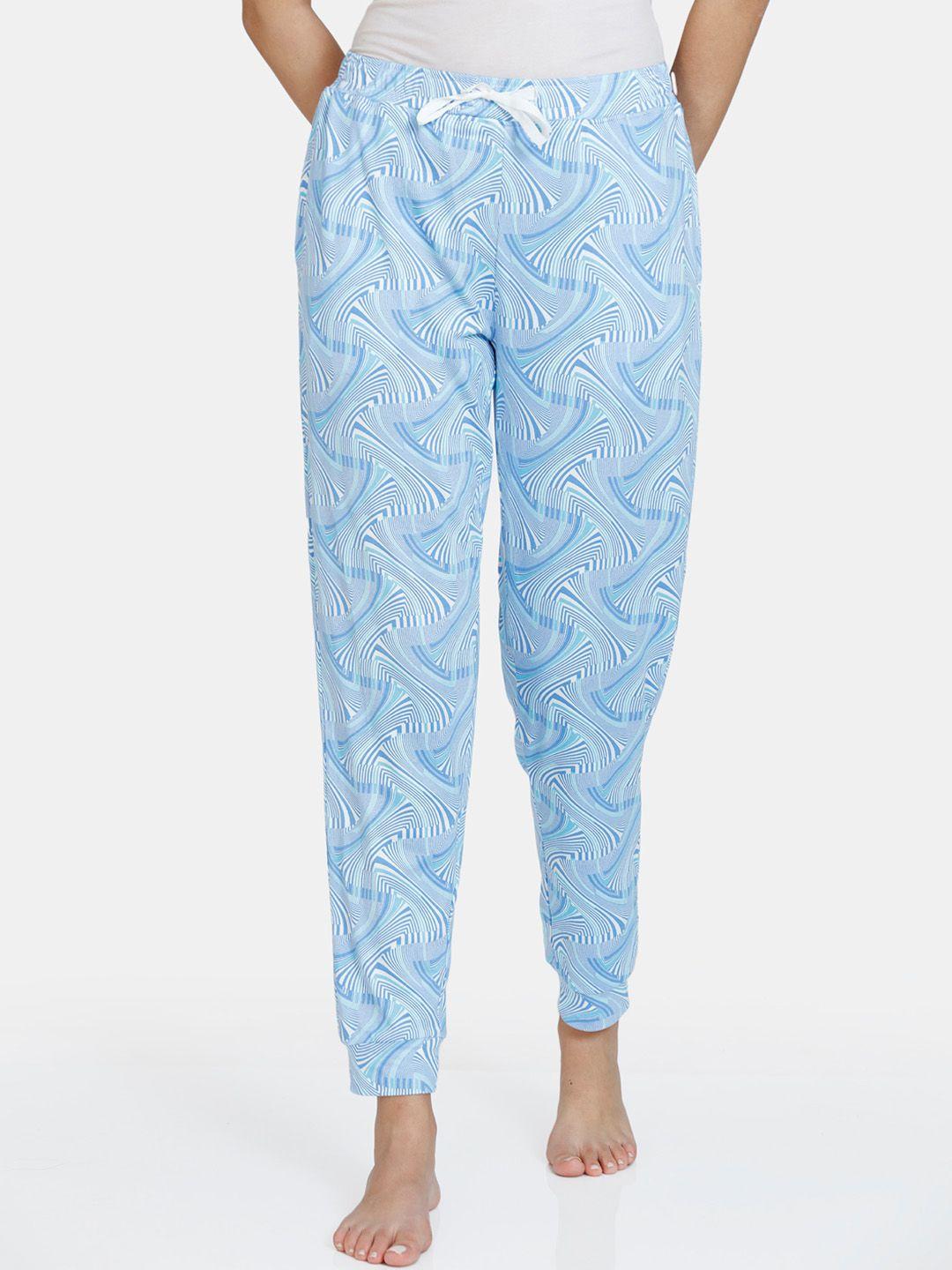 zivame women blue printed pyjamas