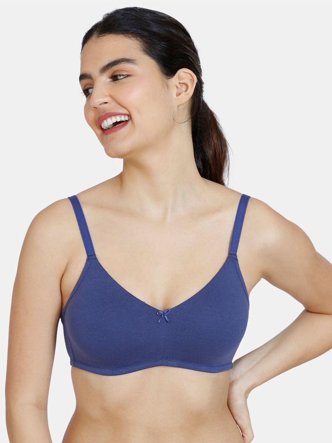 zivame women blue solid t-shirt bra