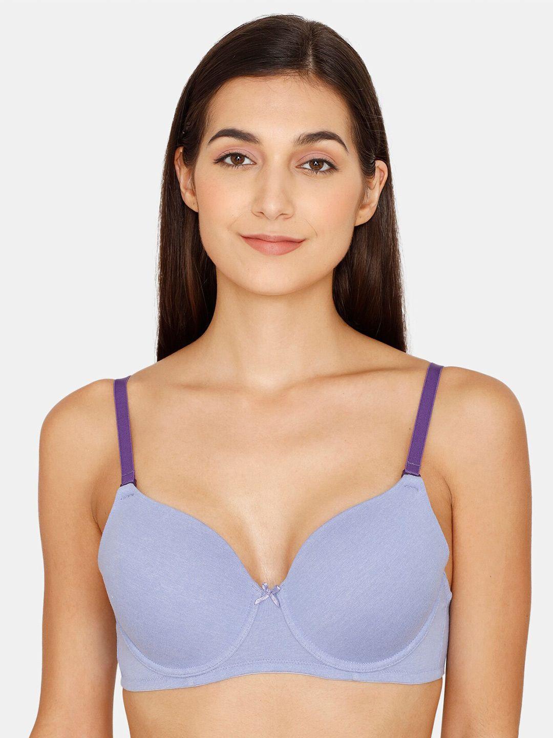 zivame women blue underwired lightly padded bra