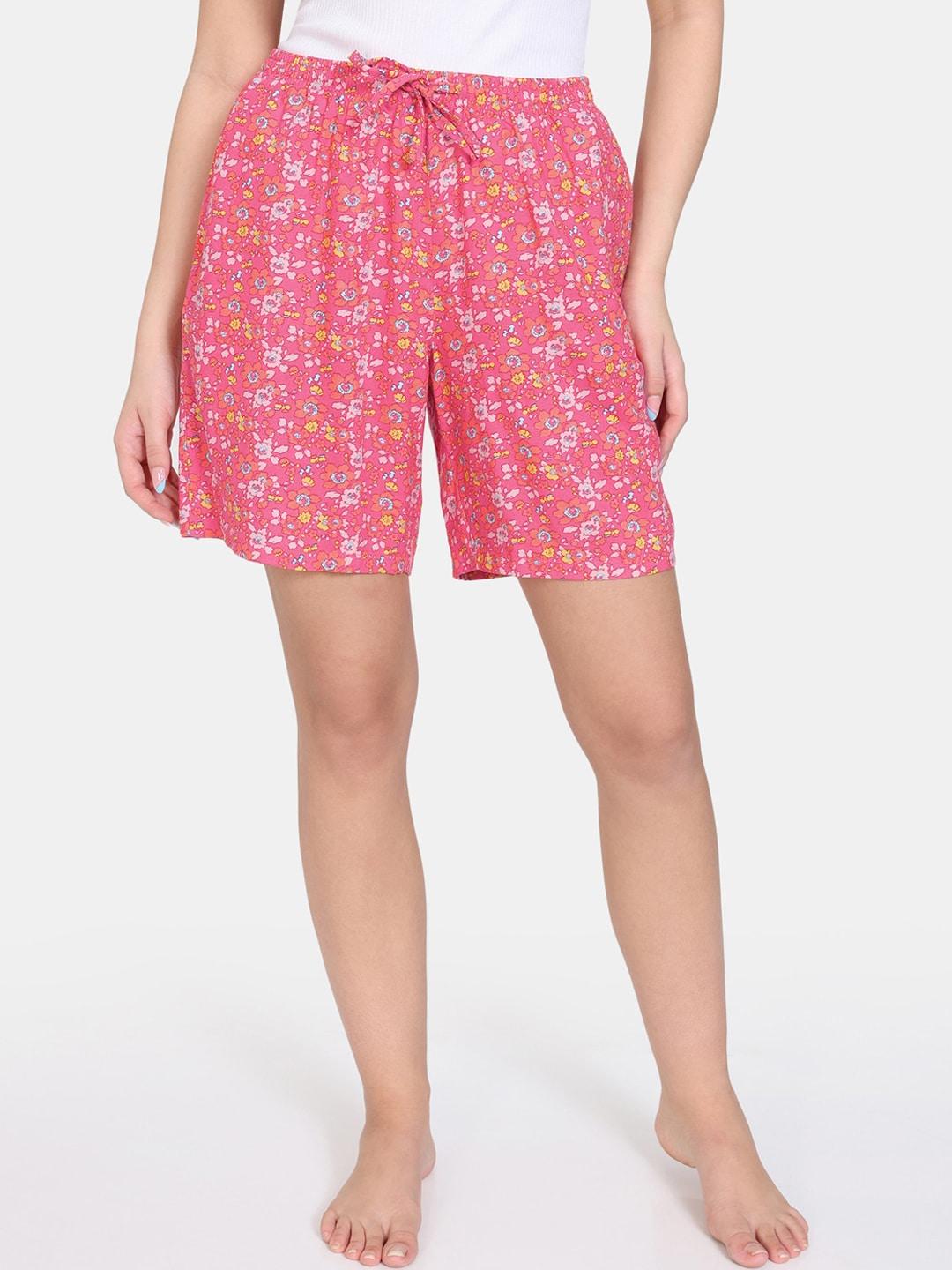 zivame women floral printed regular shorts