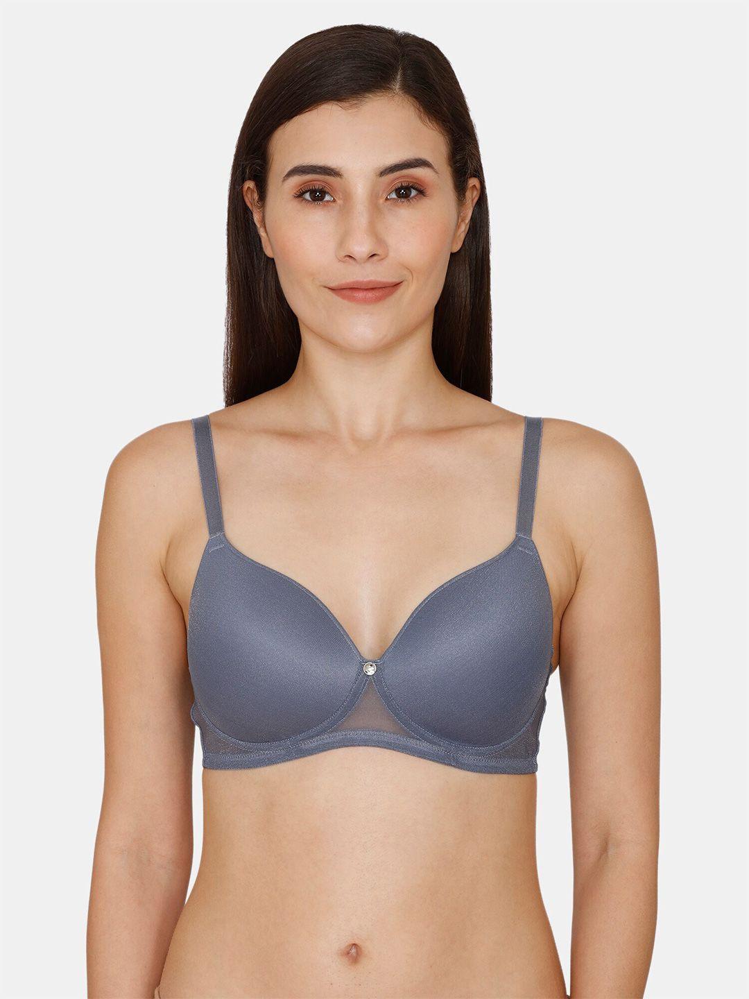 zivame women grey lightly padded seamless t-shirt bra