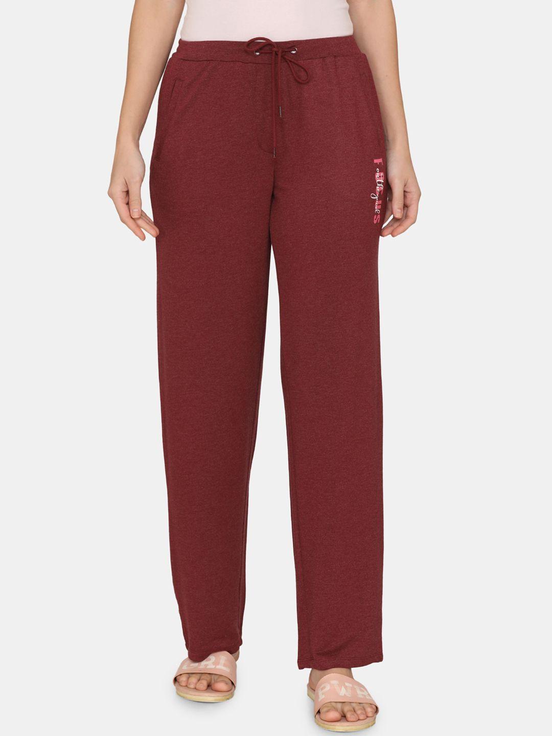 zivame women maroon solid lounge pants