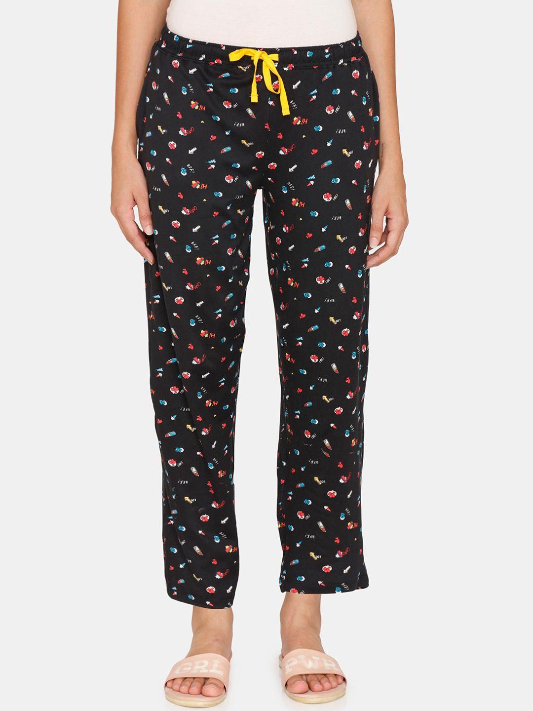 zivame women navy blue printed lounge pants