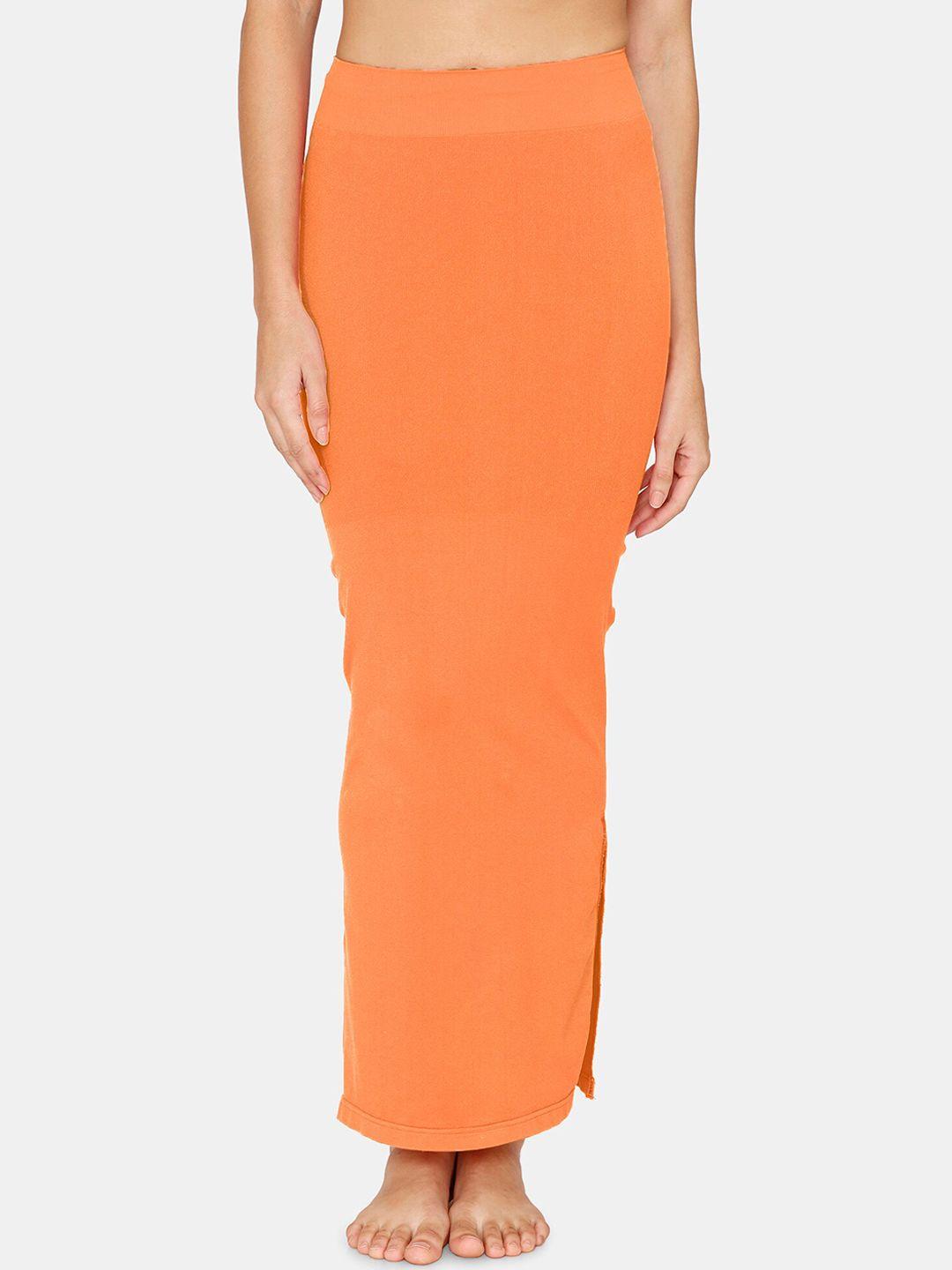 zivame women orange-colored solid saree shapewear