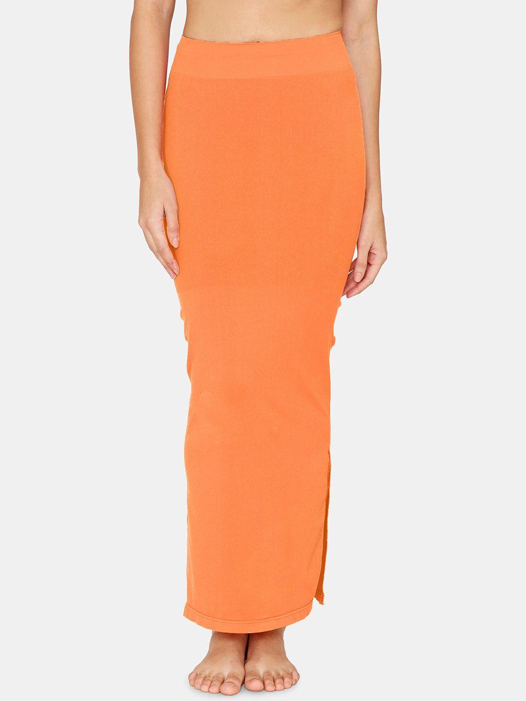 zivame women orange solid saree shapewear