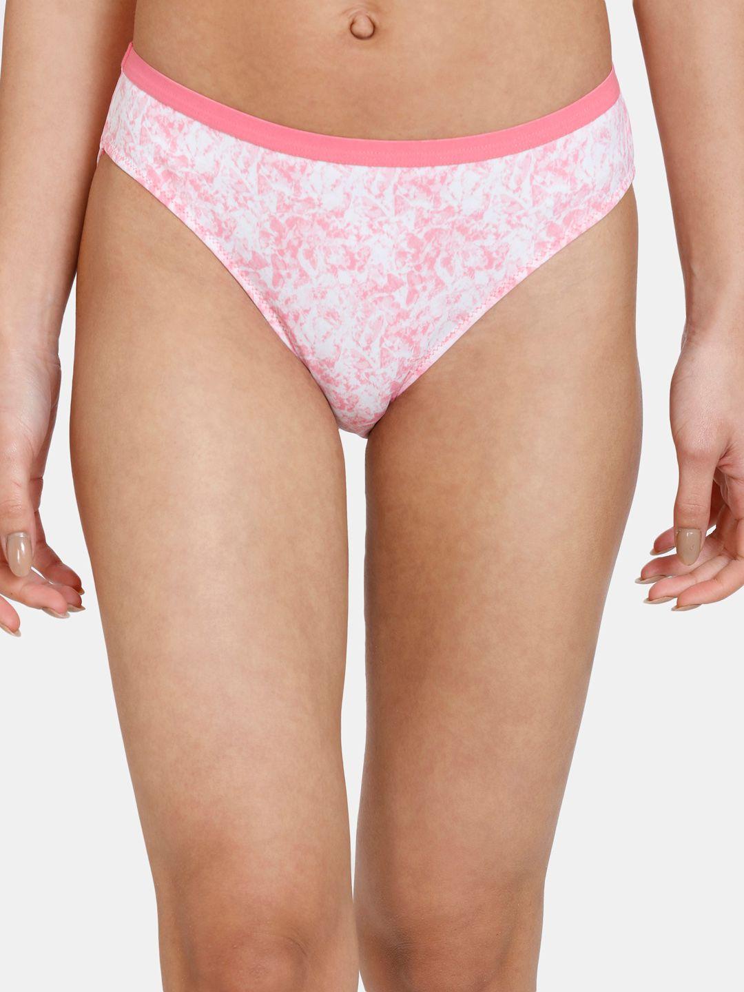 zivame women pink floral printed low-rise bikini  briefs