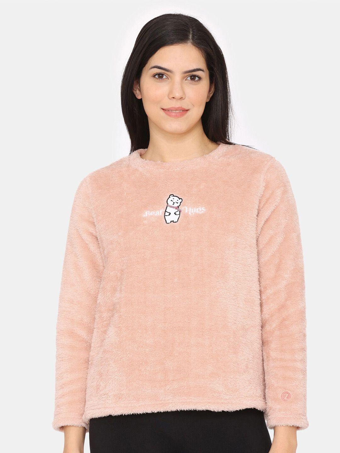 zivame women pink hooded sweatshirt