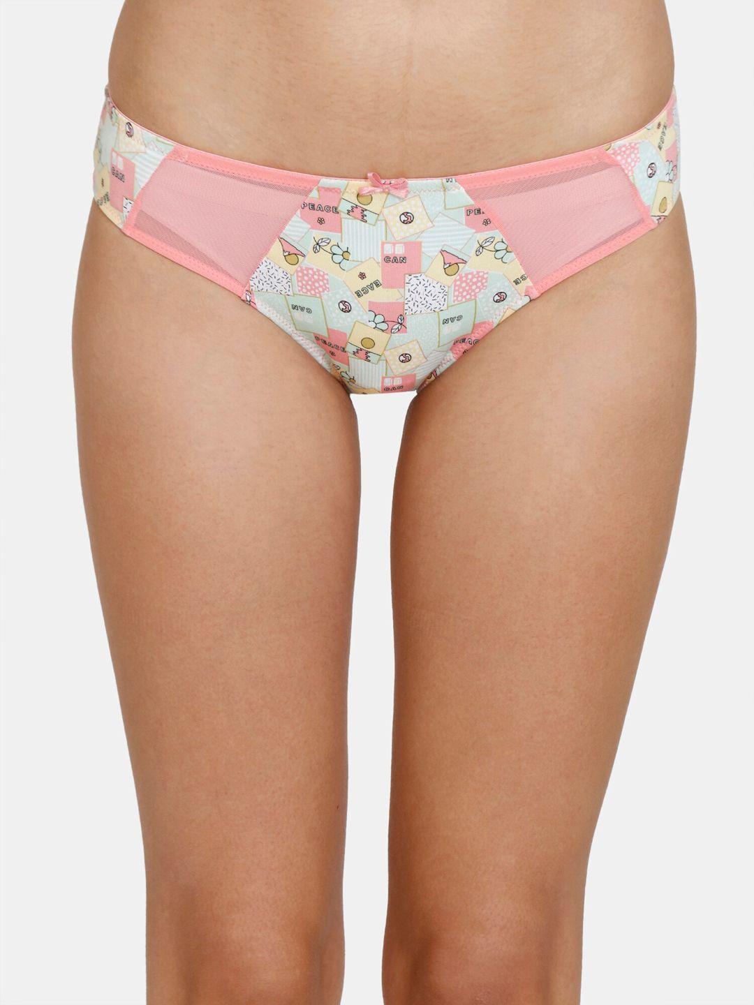 zivame women pink printed cotton hipster briefs