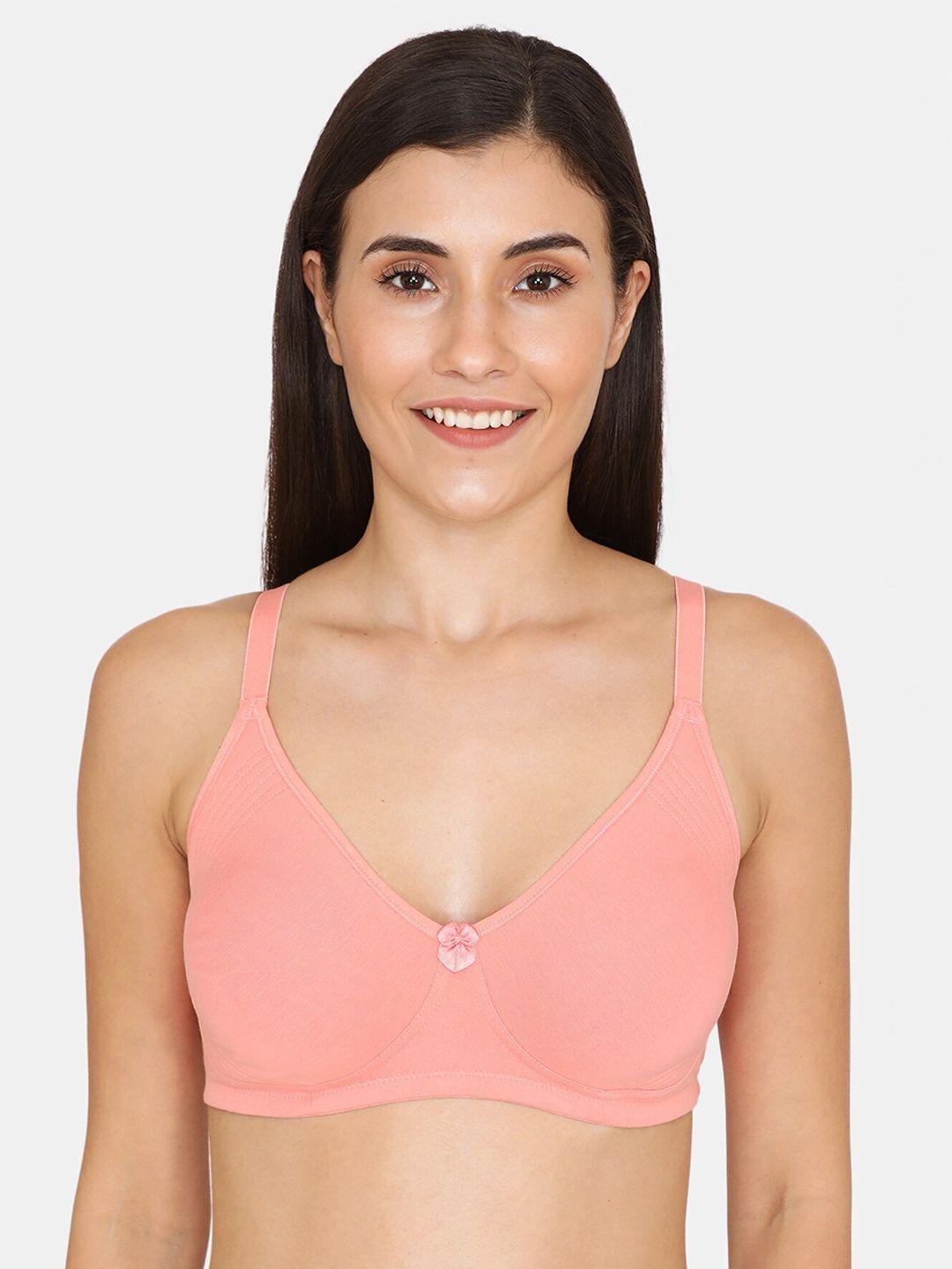 zivame women pink solid non-padded wireless everyday bra ro00roap01a