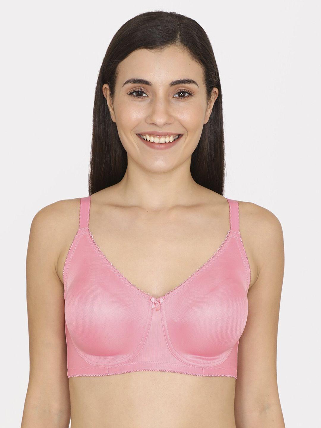 zivame women pink solid non-padded wireless everyday bra zi0100g0qkc