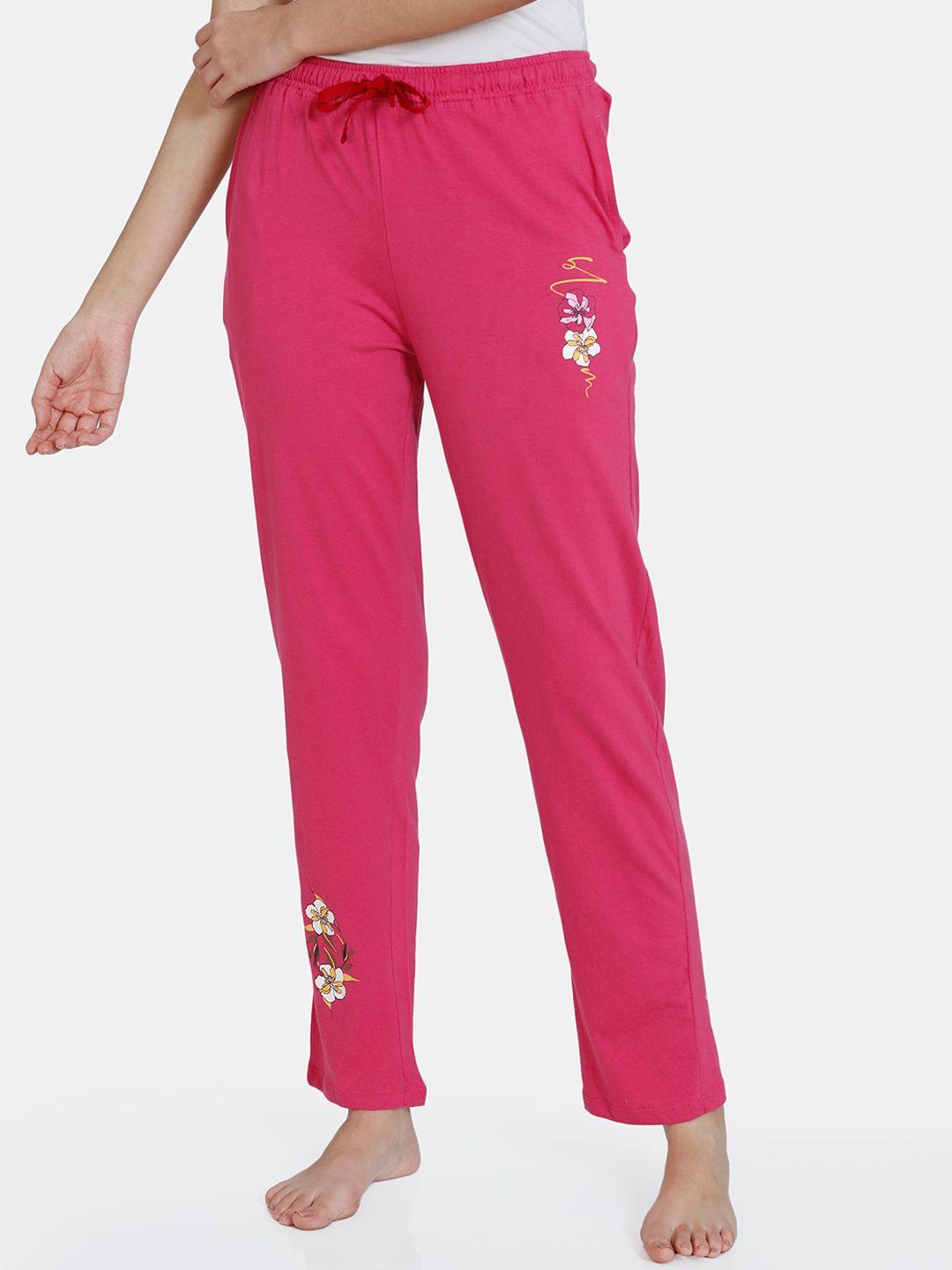 zivame women pink solid pyjama