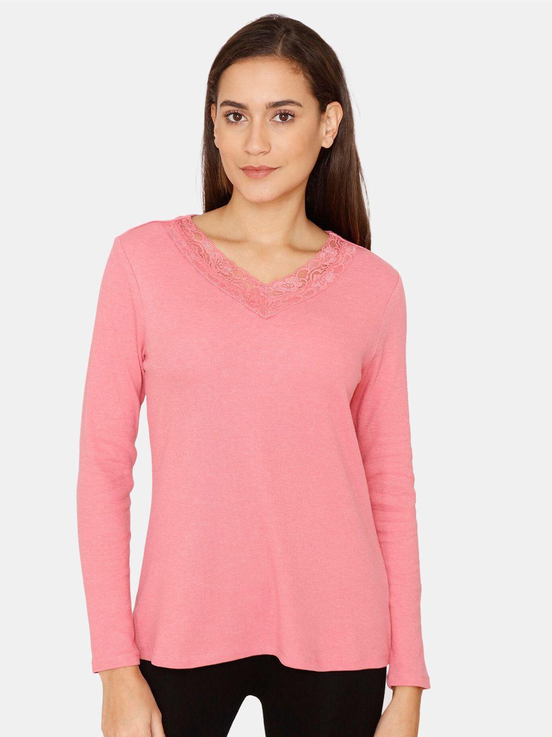 zivame women pink solid top