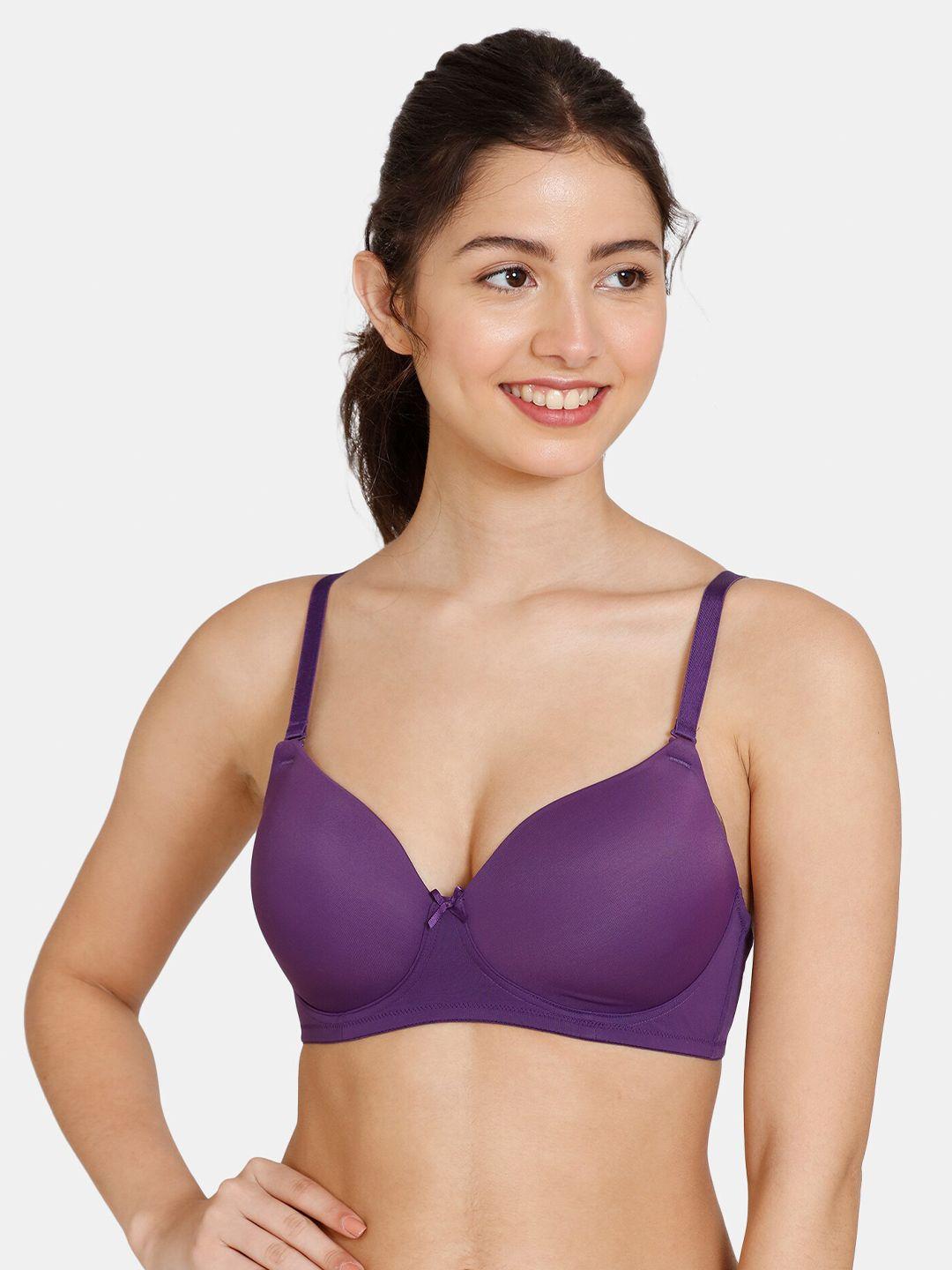 zivame women purple bra lightly padded