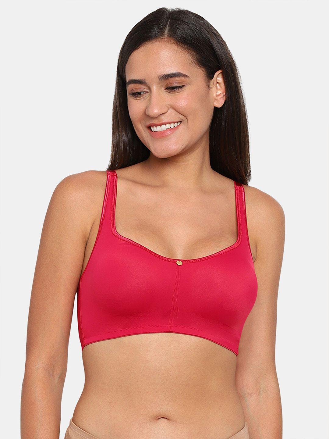 zivame women red solid seamless minimizer bra