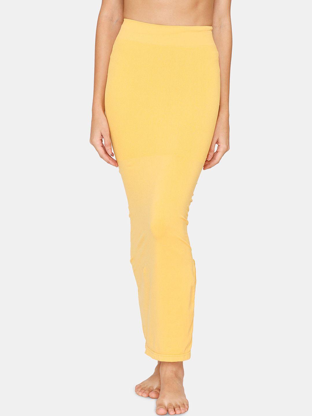 zivame women yellow solid saree shape wear